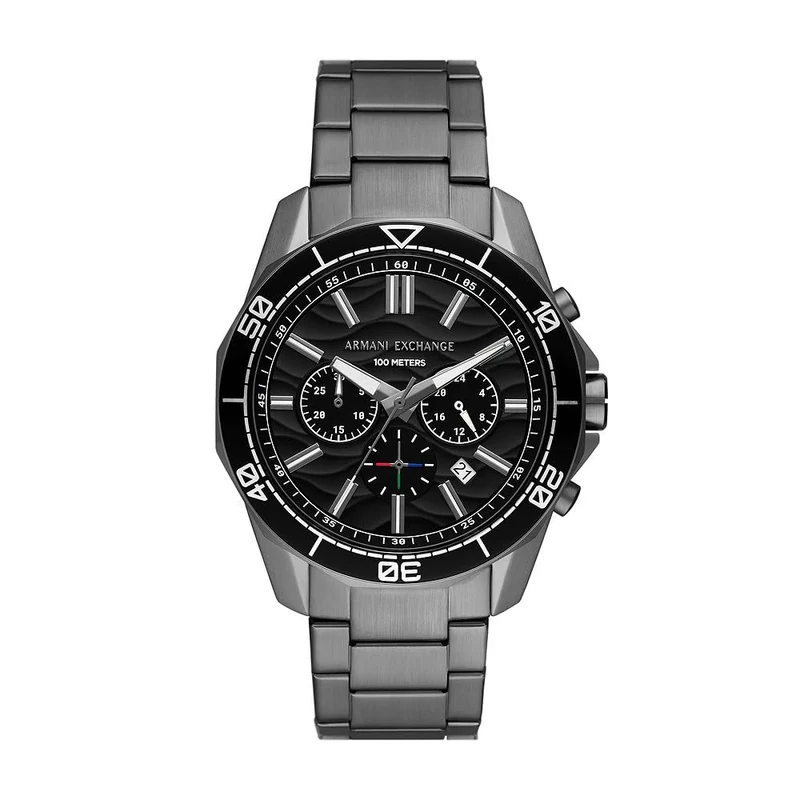 Armani Exchange Watch For Men, Chronograph Movement and 44mm Case Size with Stainless steel, Leather or Silicone strap