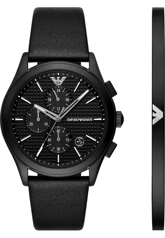 Emporio Armani Men's Watch Chronograph, Black Stainless Steel and Bracelet Set, AR80070SET