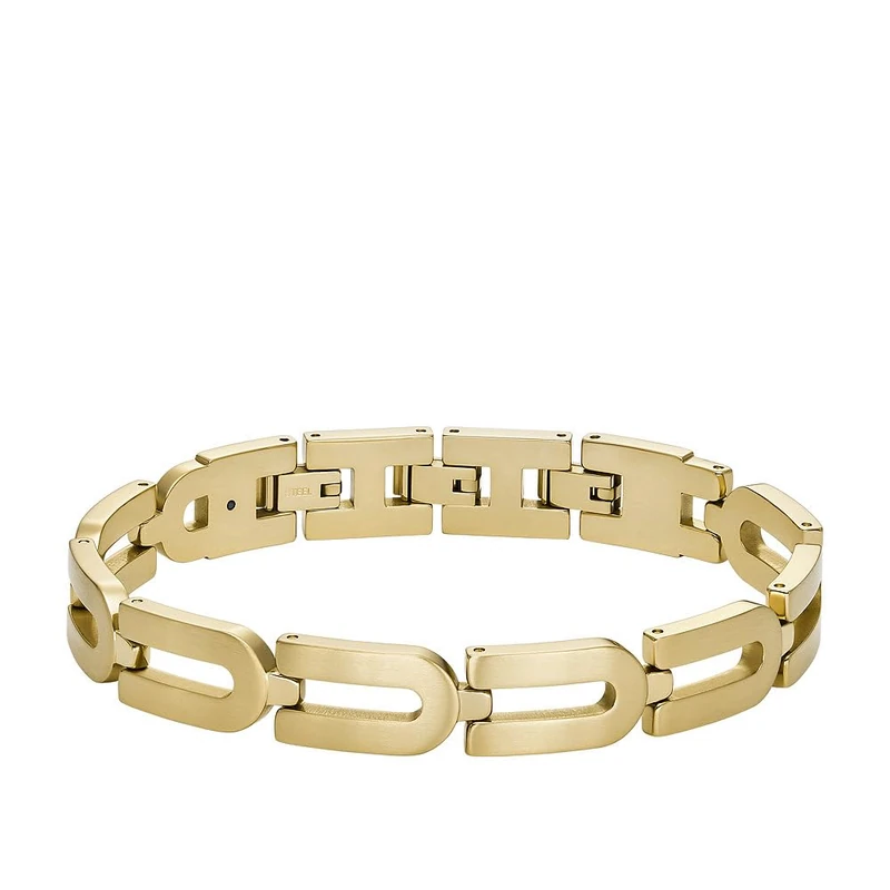 Fossil Men's Heritage D-Link Chain Gold-Tone Stainless Steel Chain Bracelet, JF04691710