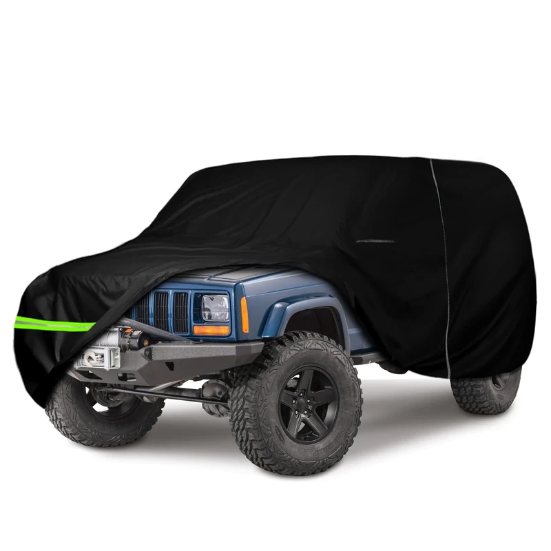 Waterproof Car Cover Replace for 1983-2001 Jeep Cherokee, 6 Layers All Weather Car Covers with Zipper Door & Windproof Bands for Snow Rain Dust Hail Protection