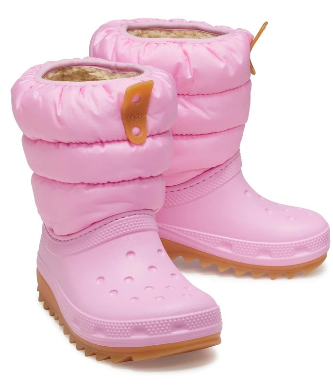Crocs Unisex Kids, Classic Neo Puff Boot K, Pink Tweed/Gum, 1 UK Child