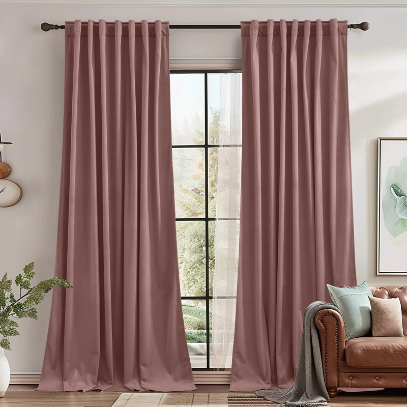 StangH Wild Rose Pink Velvet Curtains Nursery Privacy, W62 x L90, 2 Panels