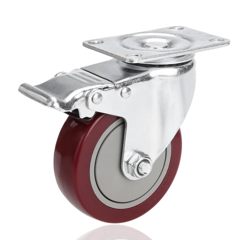 Nictemaw 4 x 4 inch swivel castors, transport castors, swivel castors, furniture castors made of steel with brake, load capacity up to 400 kg