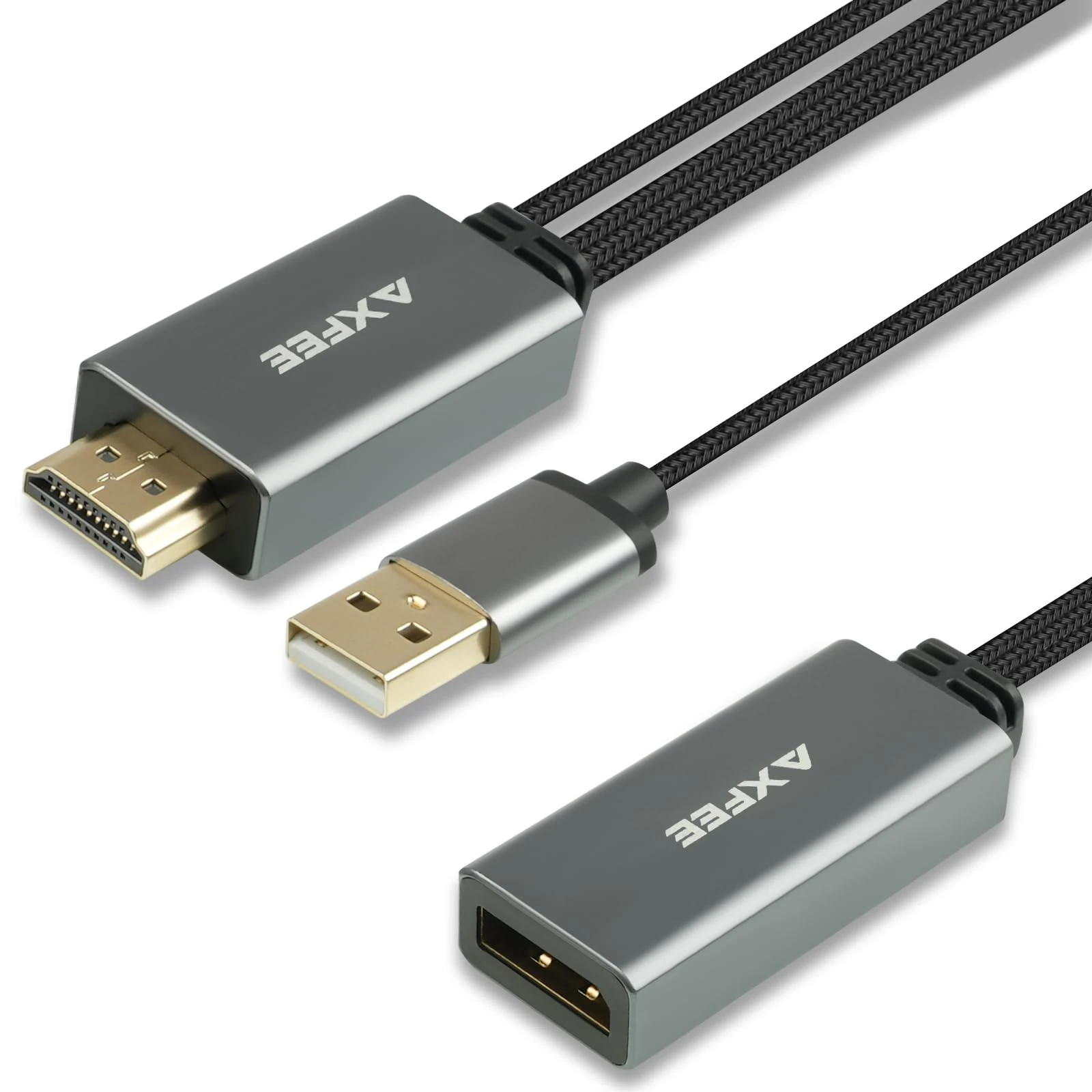 AXFEE HDMI to DisplayPort Cable, 4K@60Hz Displayport to HDMI Monitor Cable, Hdmi Source to Displayport Converter Adapter, High Speed HD Male to DP Female Compatible with Devices with hdmi Output Port