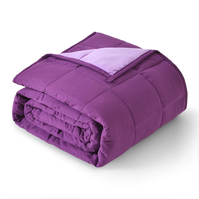 Topblan Blanket Queen Size 15lbs, Cozy Cooling Blanket for Adults, Breathable Heavy Microfiber with Glass Beads Warm Blanket for Bed Sofa All Season, 60 x 80 inches, Purple
