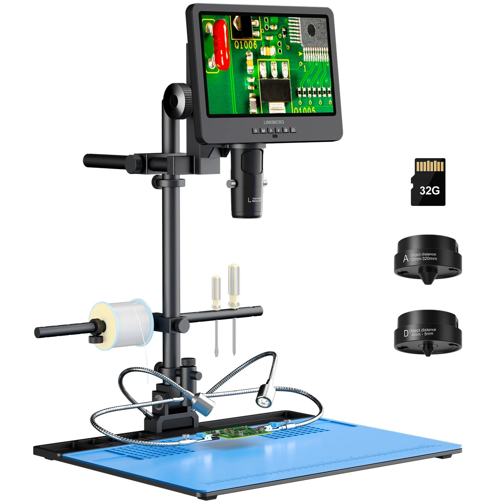 LINKMICRO LM249MS Max 3 Lens 10” HDMI Digital Microscope with Bigger Extensin Base