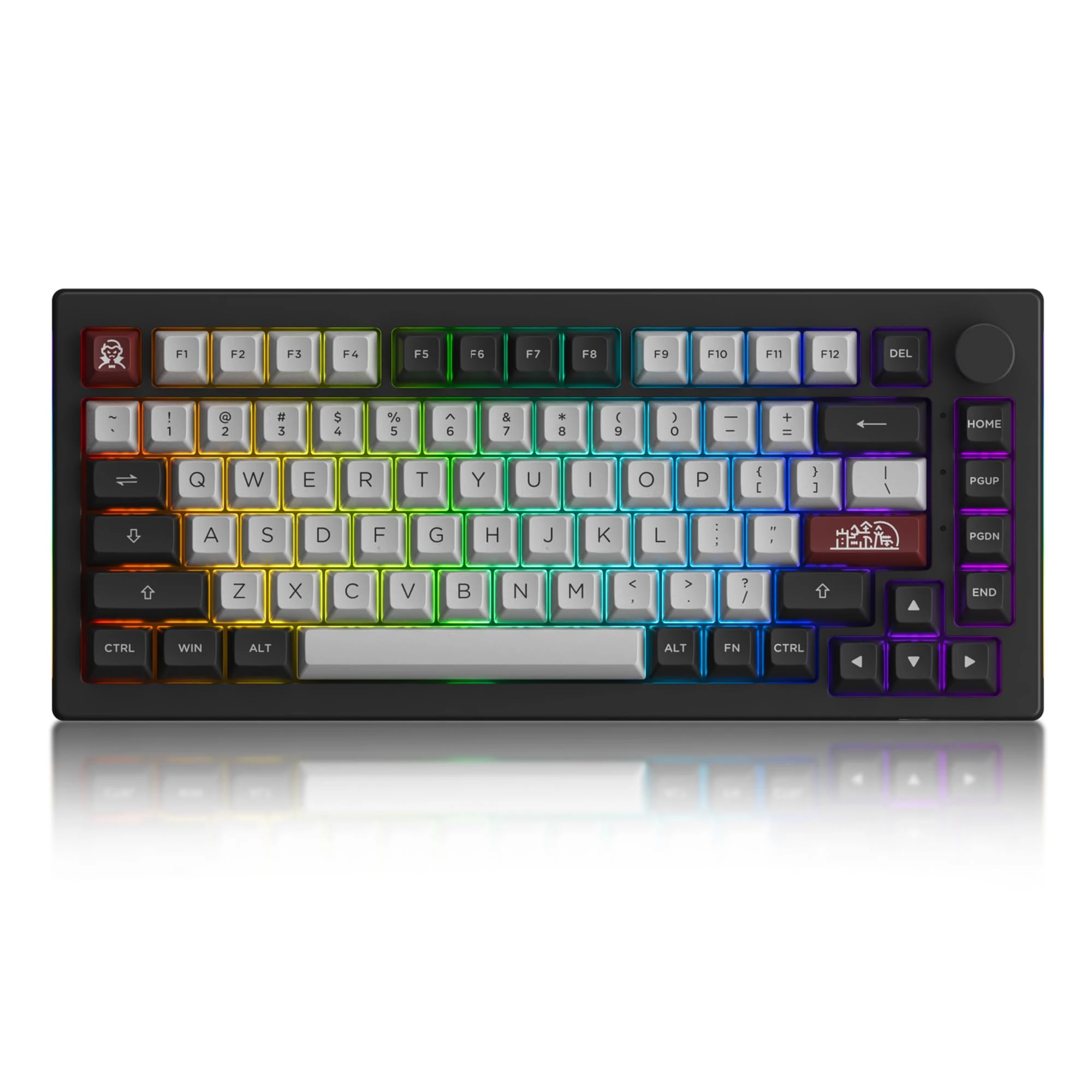 Akko Dracula Castle 5075B Wireless Mechanical Gaming Keyboard Triple Modes Gasket Mount RGB, 5 Pin Hot-Swap Programmable PBT ASA Profile with Knob, US layout Compatible for Win/Mac/IOS/Android