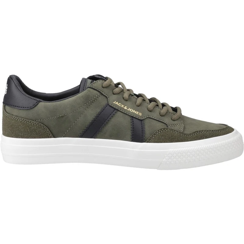 JACK & JONES Men's Jfwmorden Pu Nubuck Special Trainers, Olive Night Detail Anthracite, 7 UK