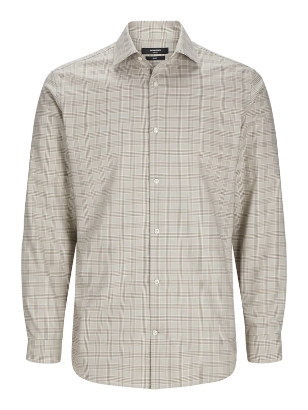 JACK & JONES Mens Parker Shirt Long Sleeve Greige S