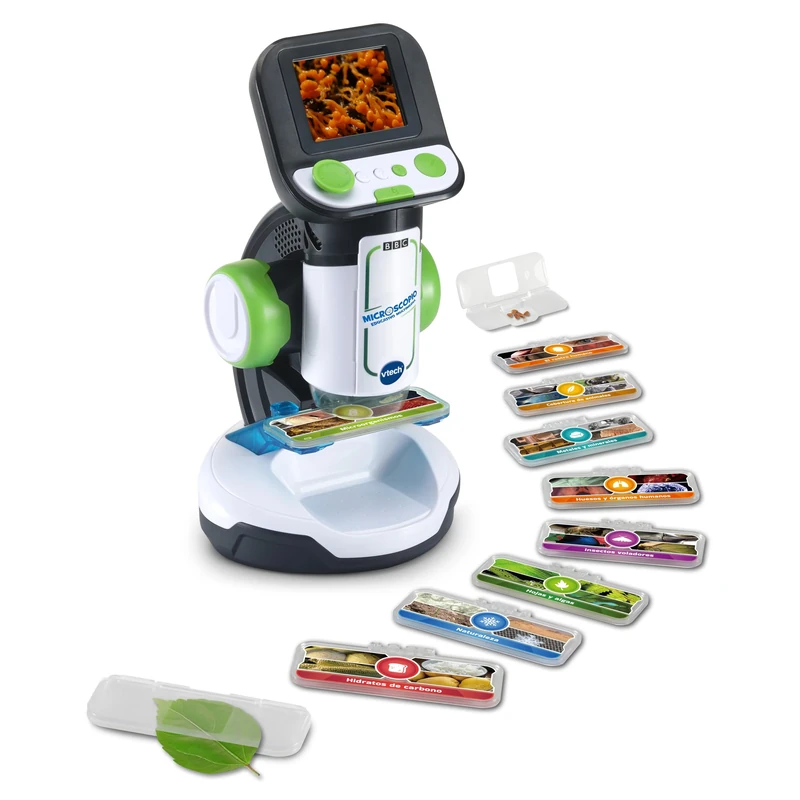 VTech - Multimedia Educational Microscope, Microscope for children +7 years old, 240 images and videos of the BBC, Educational scientific toy, Color digital screen, Spanish Content