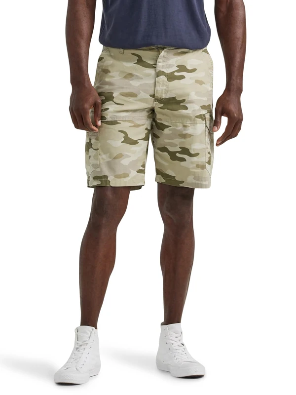 Lee Men's Extreme Motion Swope Cargo Short, Khaki Granite Camo, 34
