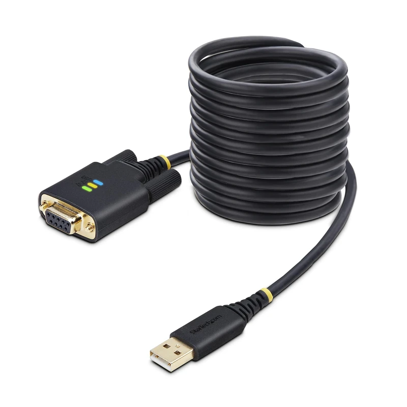 StarTech.com 10ft/3m USB to Null Modem Serial Adapter Cable, COM Retention, FTDI, USB-A to RS232, Changeable DB9 Screws/Nuts