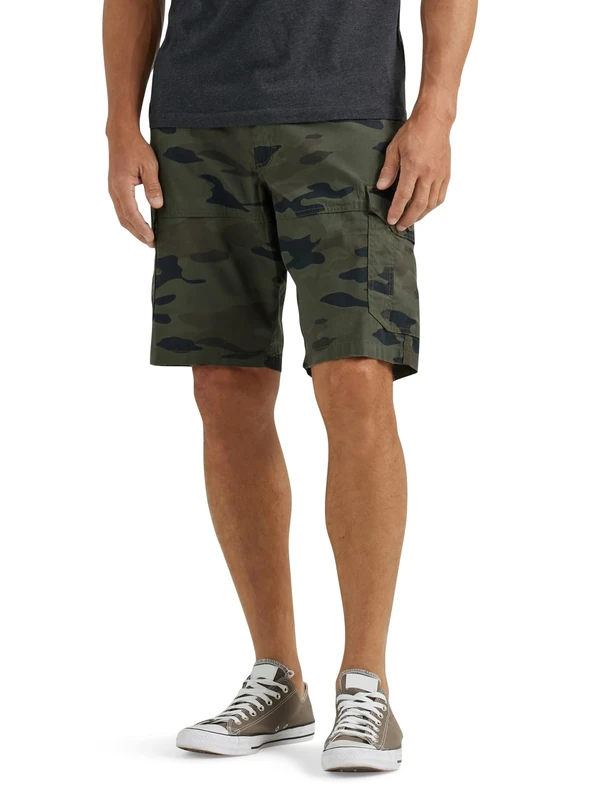 Lee Men's Extreme Motion Swope Cargo Short, Green Granite Camo, 36