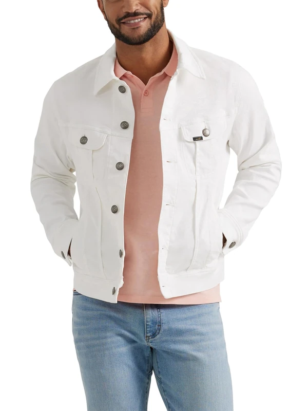 Lee Men's Extreme Motion Rider Jacket Denim, White, M
