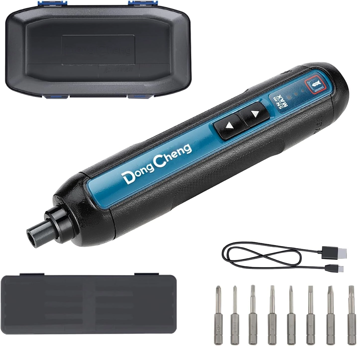 DongCheng 4V Cordless Electric Screwdriver, 2000mAh Battery Powered Rechargeable with 3 Torque Setting Up to 5N.m, 300RPM, Dual LED Lights, 8pcs 2-Inch Magnetic Screw Bits (4V Screwdriver)