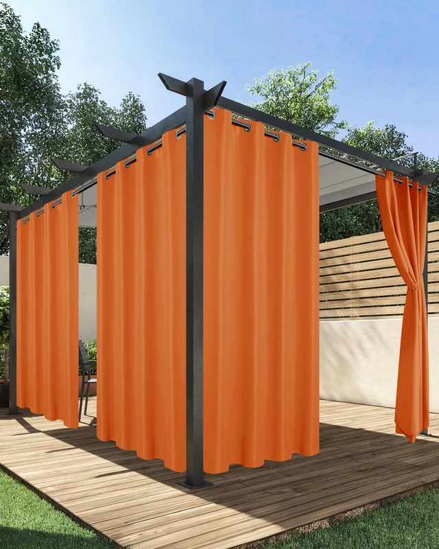 Outdoor Curtains for Patio Waterproof 4 Pcs 54x120 Inch Mecca Orange