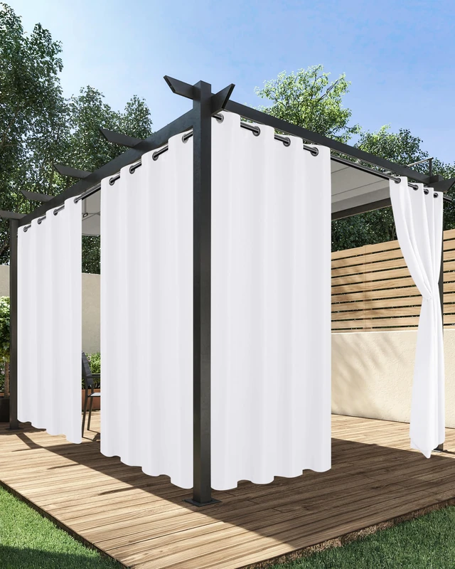 HolidayIdeas Outdoor Curtains for Patio Waterproof 2 Pcs 84x95 Inch White