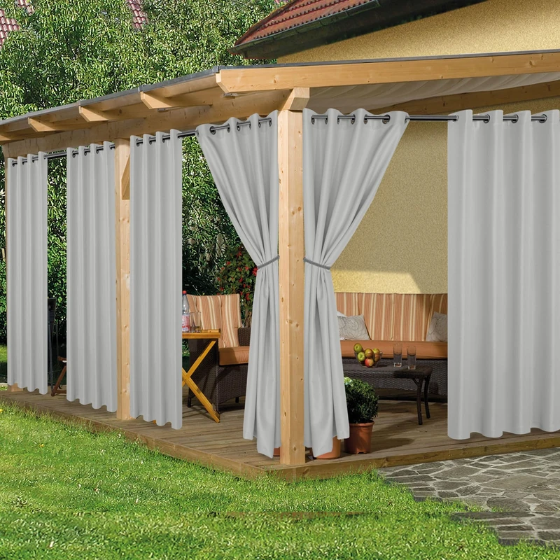 HolidayIdeas Outdoor Curtains for Patio Waterproof 6 Pcs 54x95 Inch Silver
