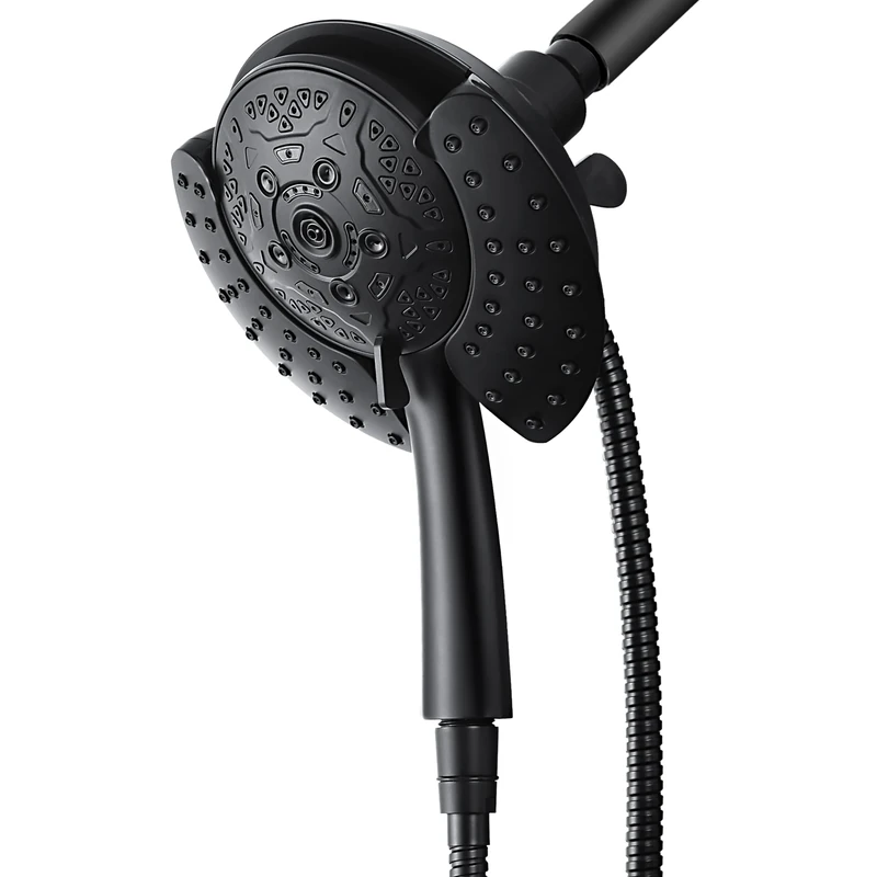 Shower Head with Handheld High Pressure: 2-in-1 Shower Head with 7.2" Rainfall Shower Head & Handheld Shower Head with Hose Black, Shower Trim Systems