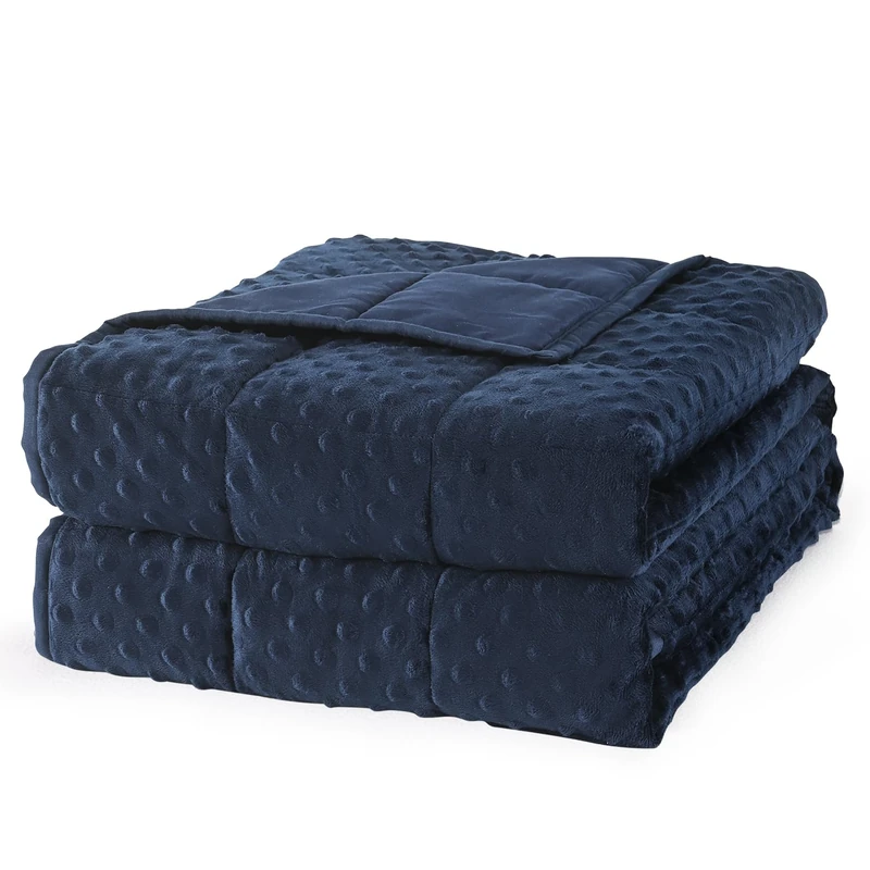 Mr. Sandman Weighted Blanket for Adults, Minky Heavy Blanket for Woman,Man Sleeping Calm, Soft and Cozy Weighted Throw Blankets, Machine Washable, 60 x 80in, 20 Pounds, Navy Blue