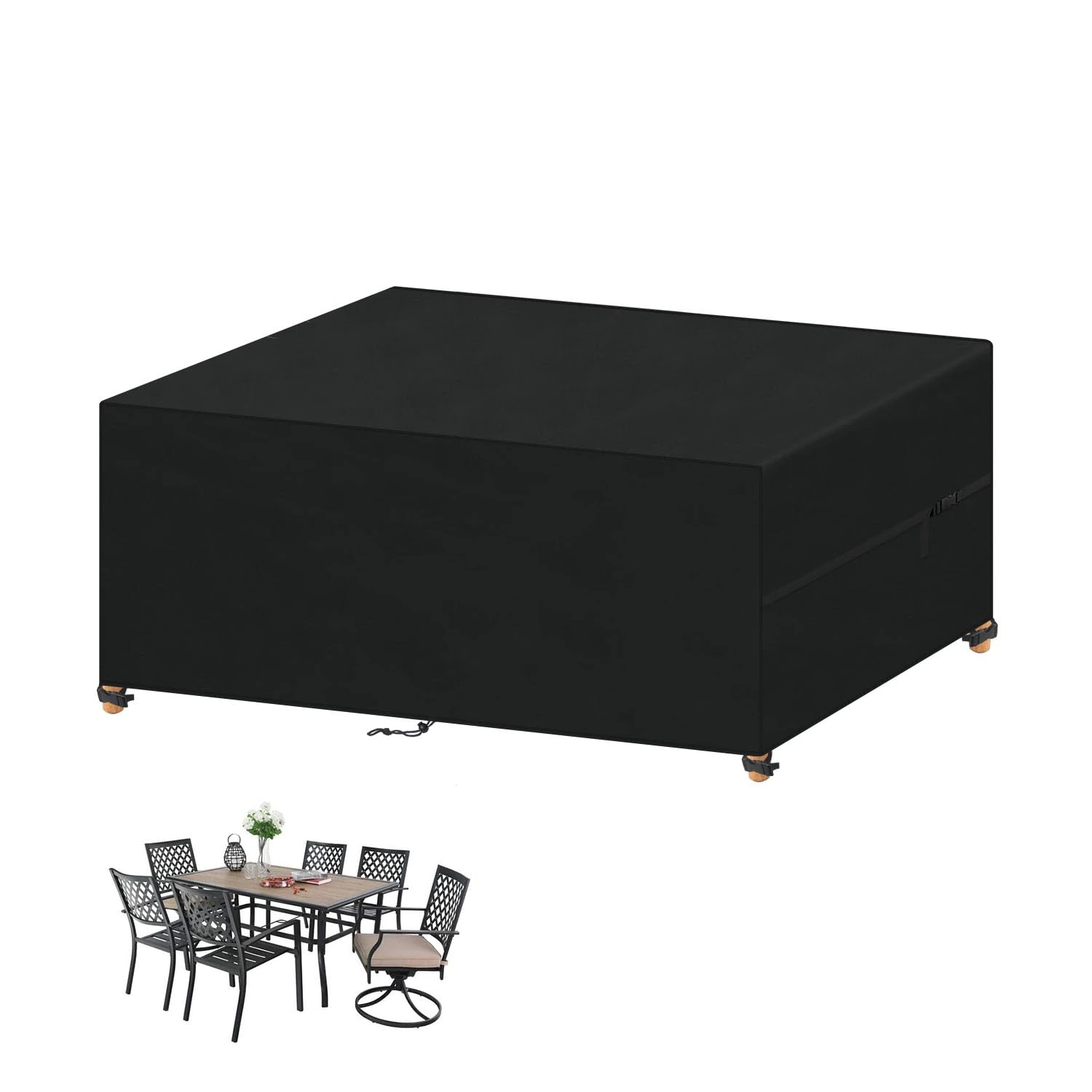 VANSHEIM Garden Furniture Covers Waterproof Outdoor Furniture Covers for Outside Table Cover for Garden Furniture Cover Outdoor Furniture Set Covers Anti-UV 420D Oxford Fabric 160x100x75cm