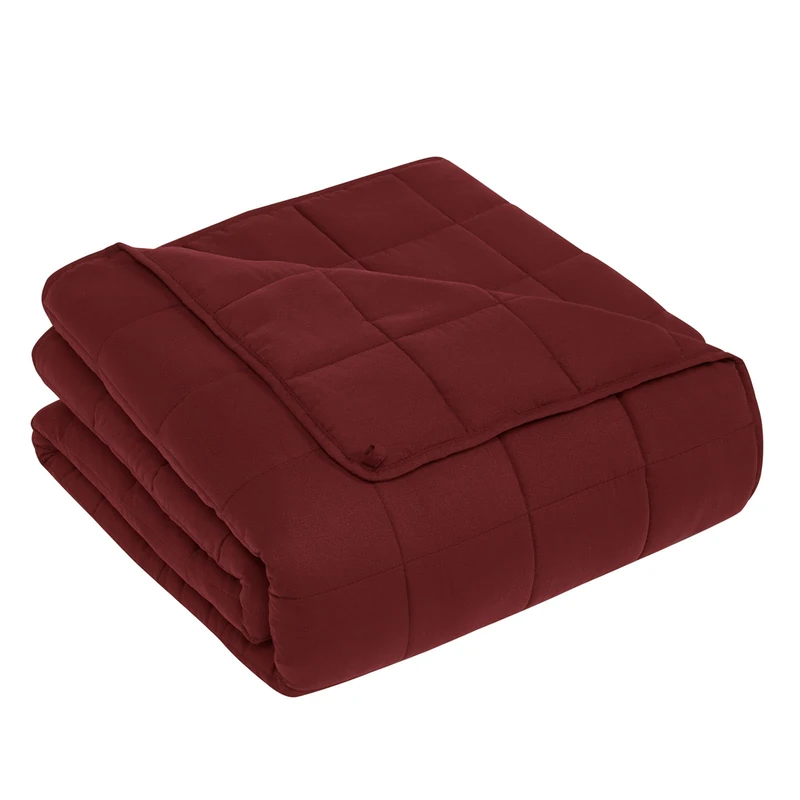 CuteKing Weighted Blanket for Adults: Weighted Blanket with Premium Glass Beads - Breathable Heavy Blanket for Comfort Sleep - Thick Blanket for Adult All Season (12lbs, 48"x72", Claret Red)