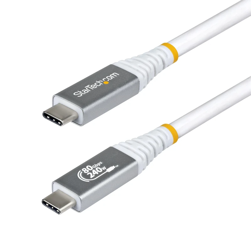 StarTech.com 1.5m (5ft) USB4 Cable, 80Gbps, USB-IF Certified USB-C Cable, 240W, 8K 120Hz/4K 240Hz DP2.1, Thunderbolt 4 Compatible, White