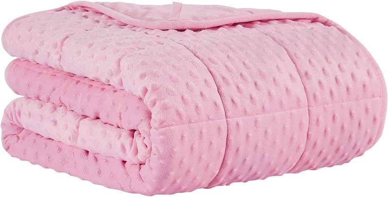 CuteKing Weighted Blanket - Weighted Blanket with Premium Glass Beads - Heavy Blanket Crystal Velvet for Comfort Sleep - Thick Blanket All Season (7lbs, 40"x60", Pink Bubble)