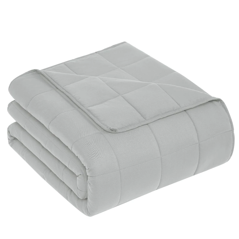 CuteKing Weighted Blanket for Adults: Weighted Blanket with Premium Glass Beads - Breathable Heavy Blanket for Comfort Sleep - Thick Blanket for Adult All Season (15lbs, 48"x72", Light Grey)