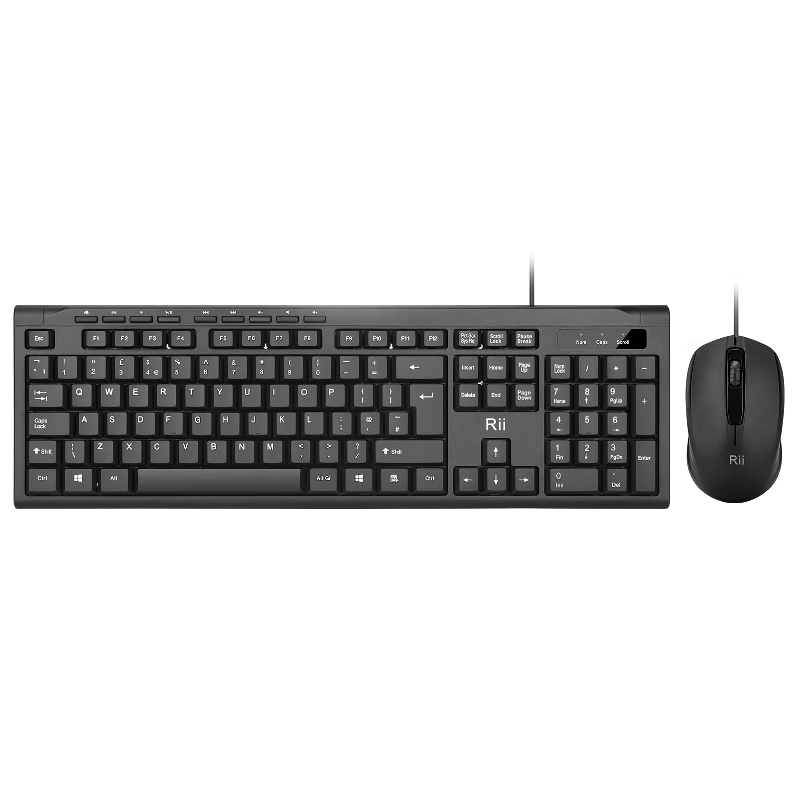 Rii Keyboard and Mouse Set,USB Wired Keyboard and Mouse Combo for PC Business Office Usage