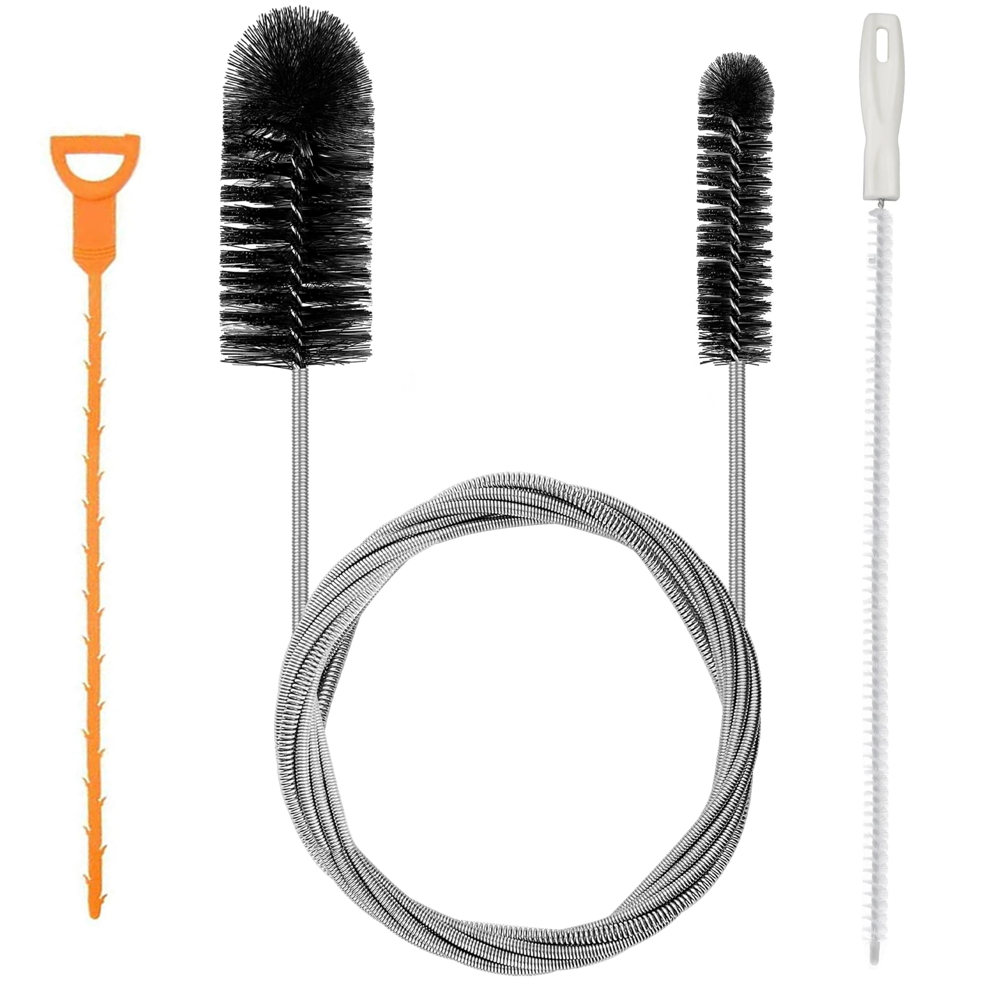 Pipe Cleaner Brush 80 inch Shower & Sink Drain Cleaning Tool - 3Pcs Plughole Unblocker for Bathroom & Kitchen Sinks