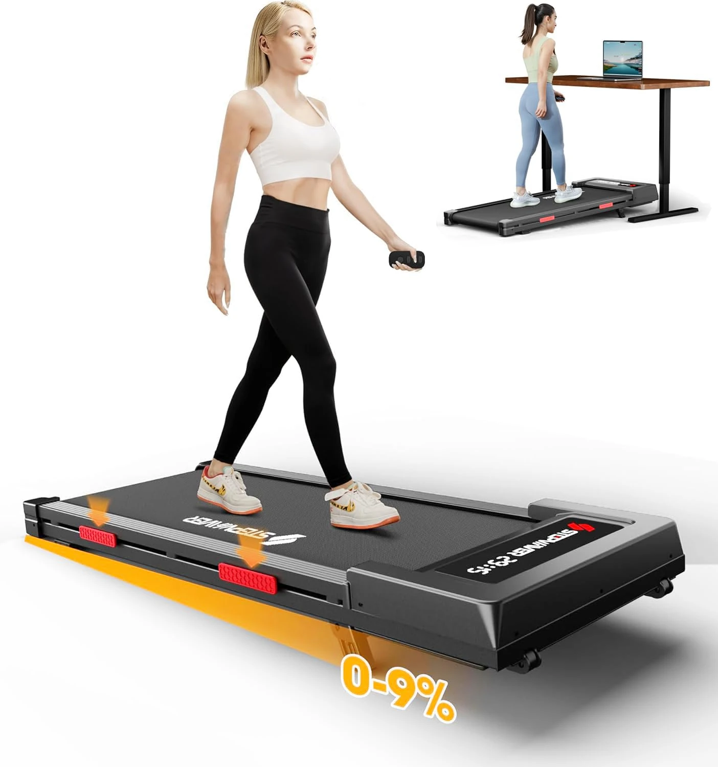 2.5HP Walking Pad with Incline 330lbs, 3 in 1 Walking Pad Treadmill 5-Level Big LED, Under Desk Treadmill for Home,Hike/Jog/Run,Portable,Small, with Remote Control,Assembly Free,Wider Belt