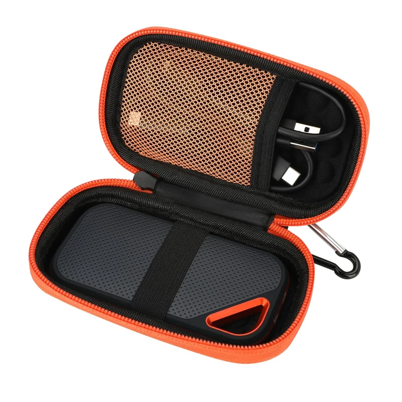 Hard Case For Sandisk Extreme Pro/Sandisk Extreme Portable External SSD 128GB 500GB 1TB 2TB Protective Storage Travel Bag (Orange)