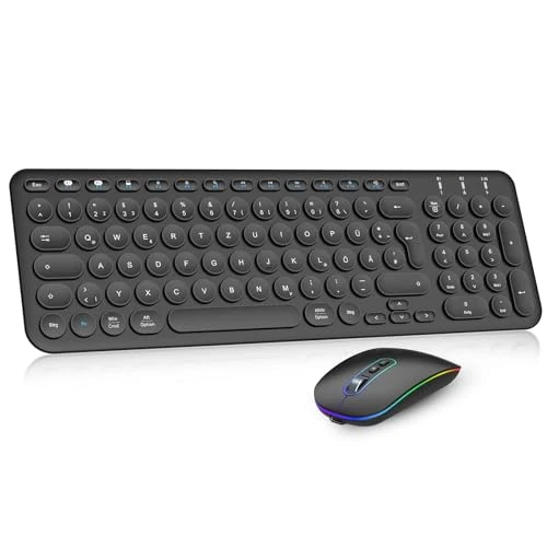 PINKCAT Bluetooth Keyboard Mouse Set, Wireless, Rechargeable Dual Mode (Bluetooth 5.1+2.4G) Wireless Keyboard and Mouse