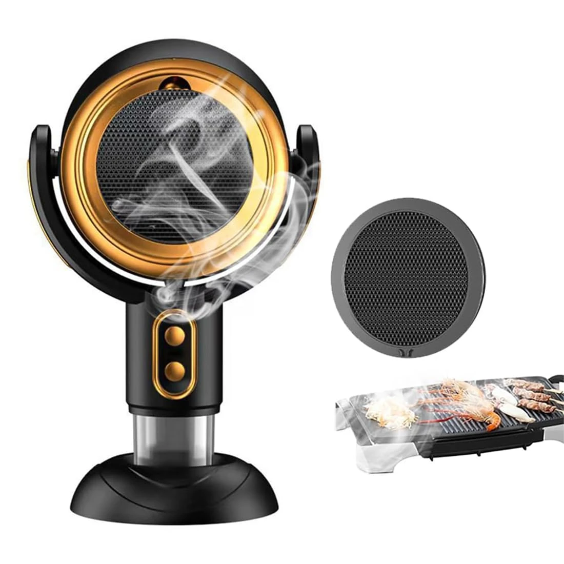 HYQNG Portable Range Hood with 2 Speed Exhaust Fan, Desktop Range Hood, Detachable Filter Screen Adsorbed Oil, Low Noise Filtering Fumes, Kitchen Exhaust Fan, for BBQ, Hot Pot gold