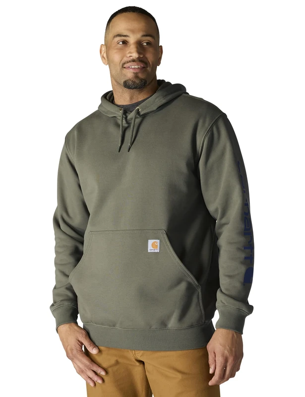 Carhartt Men's Loose Fit Midweight Logo Sleeve Graphic Sweatshirt, Dusty Olive, XXL