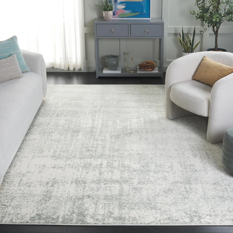Safavieh Contemporary Rug for Living Room, Dining Room, Bedroom - Adirondack Collection, Short Pile, in Beige and Sage, 240 X 300 cm
