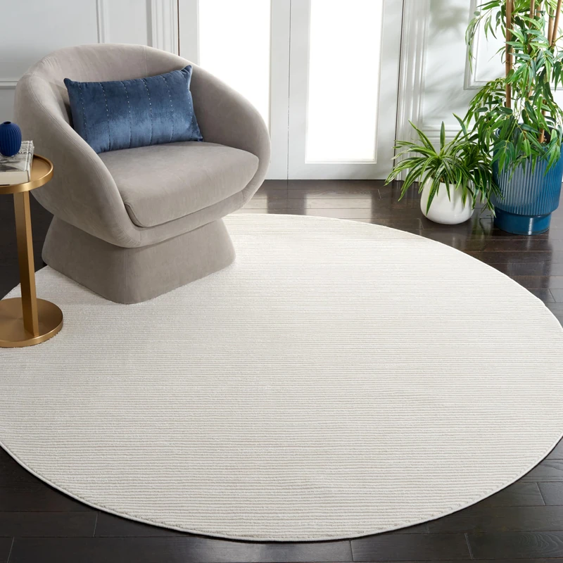 Safavieh Modern Rug for Living Room, Dining Room, Bedroom - Whisper Collection, Short Pile, in Ivory, 201 x 201 cm - Image 1