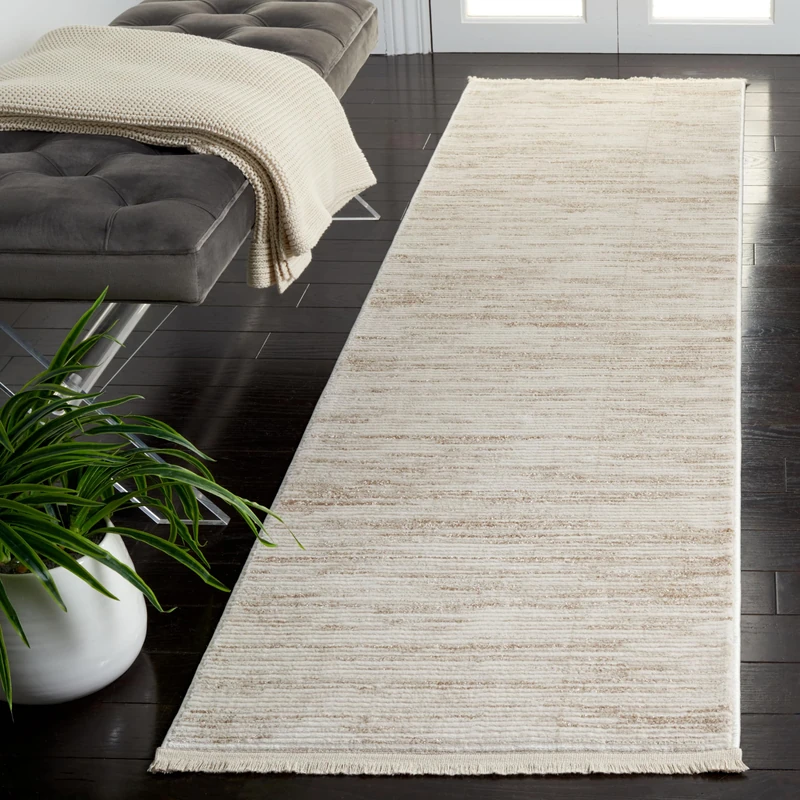 Safavieh Geometric Rug for Living Room, Dining Room, Bedroom - Whisper Collection, Short Pile, in Ivory and beige, 201 x 201 cm