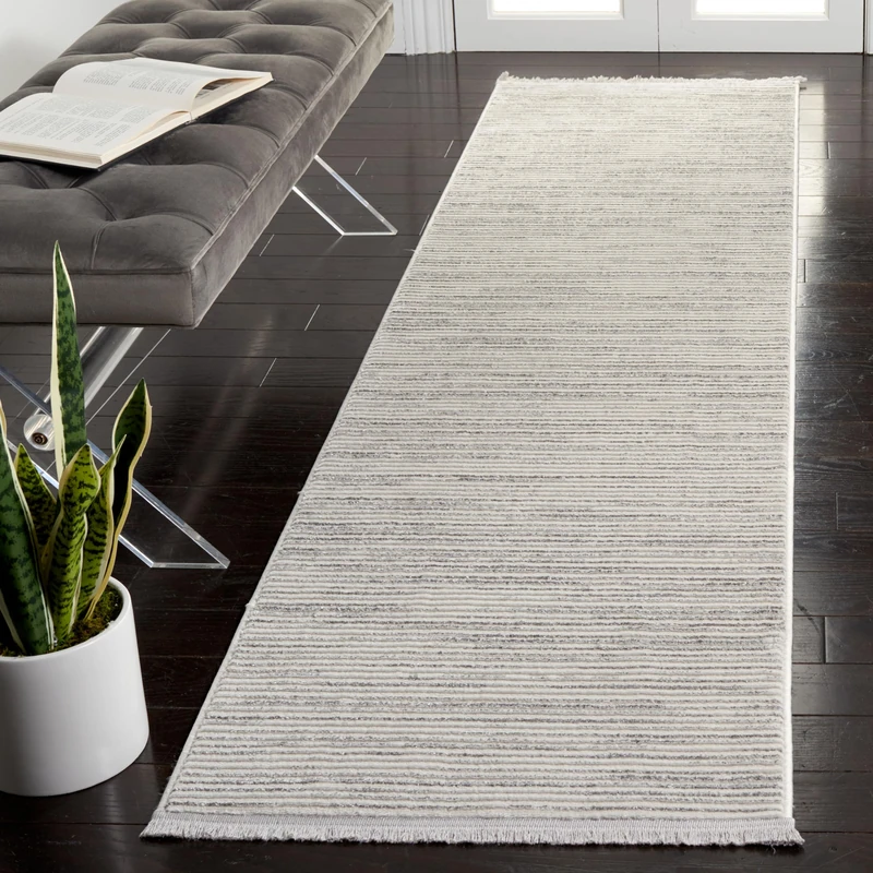 Safavieh Modern Rug for Living Room, Dining Room, Bedroom - Whisper Collection, Short Pile, in Ivory and Grey, 91 x 152 cm