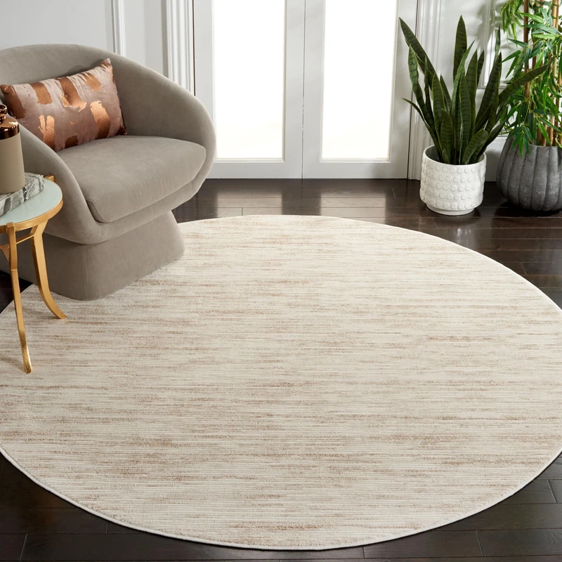 Safavieh Geometric Rug for Living Room, Dining Room, Bedroom - Whisper Collection, Short Pile, in Ivory and beige, 201 x 201 cm