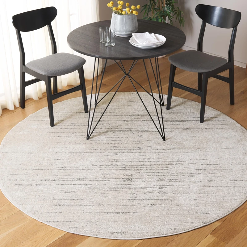 Safavieh Contemporary Rug for Living Room, Dining Room, Bedroom - Neptune Collection, Short Pile, in Ivory and Light Grey, 201 X 201 cm