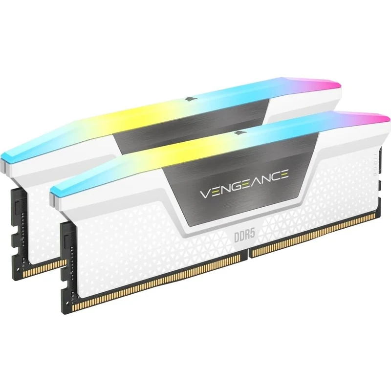 CORSAIR VENGEANCE RGB DDR5 RAM 64GB (2x32GB) 6400MHz CL32 Intel XMP iCUE Compatible Computer Memory - White (CMH64GX5M2B6400C32W)