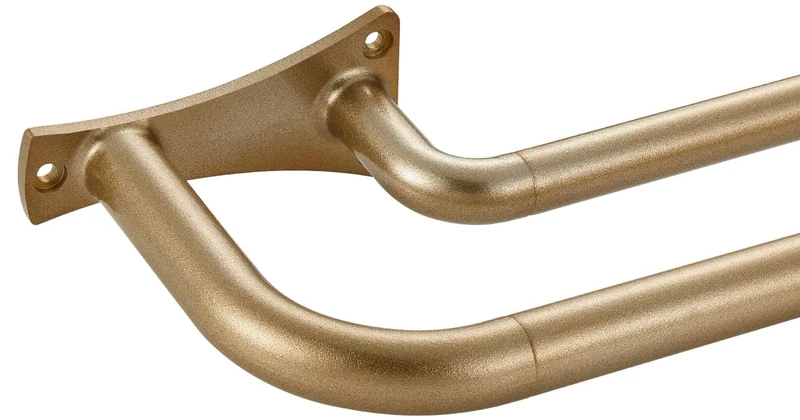 Antique Gold Double Curtain Rods, Wrap Around, Room Darkening, 3/4-Inch Front and 5/8-Inch Back Telescoping Blackout Curtain Rods for Windows 28-48 Inch