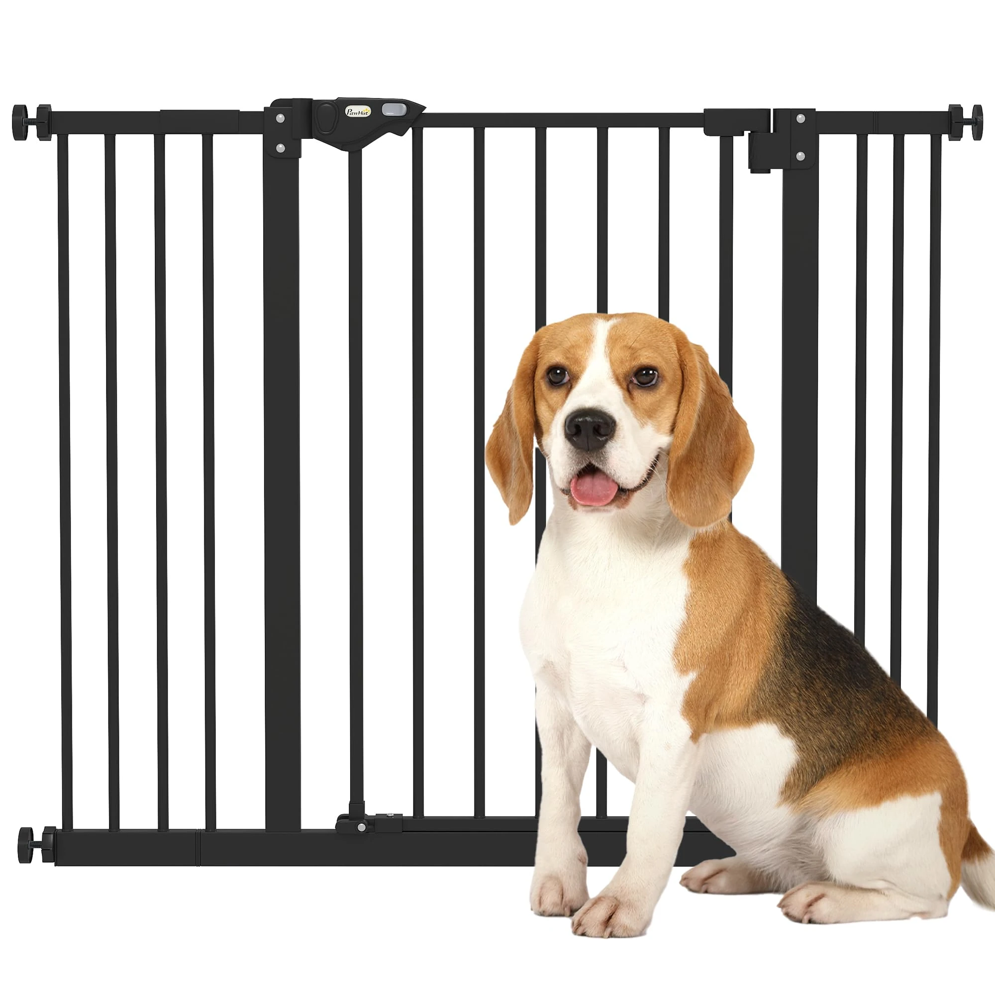 PawHut Adjustable Safety Gate w/ 2 Extensions and Four Adjustable Screws, Black