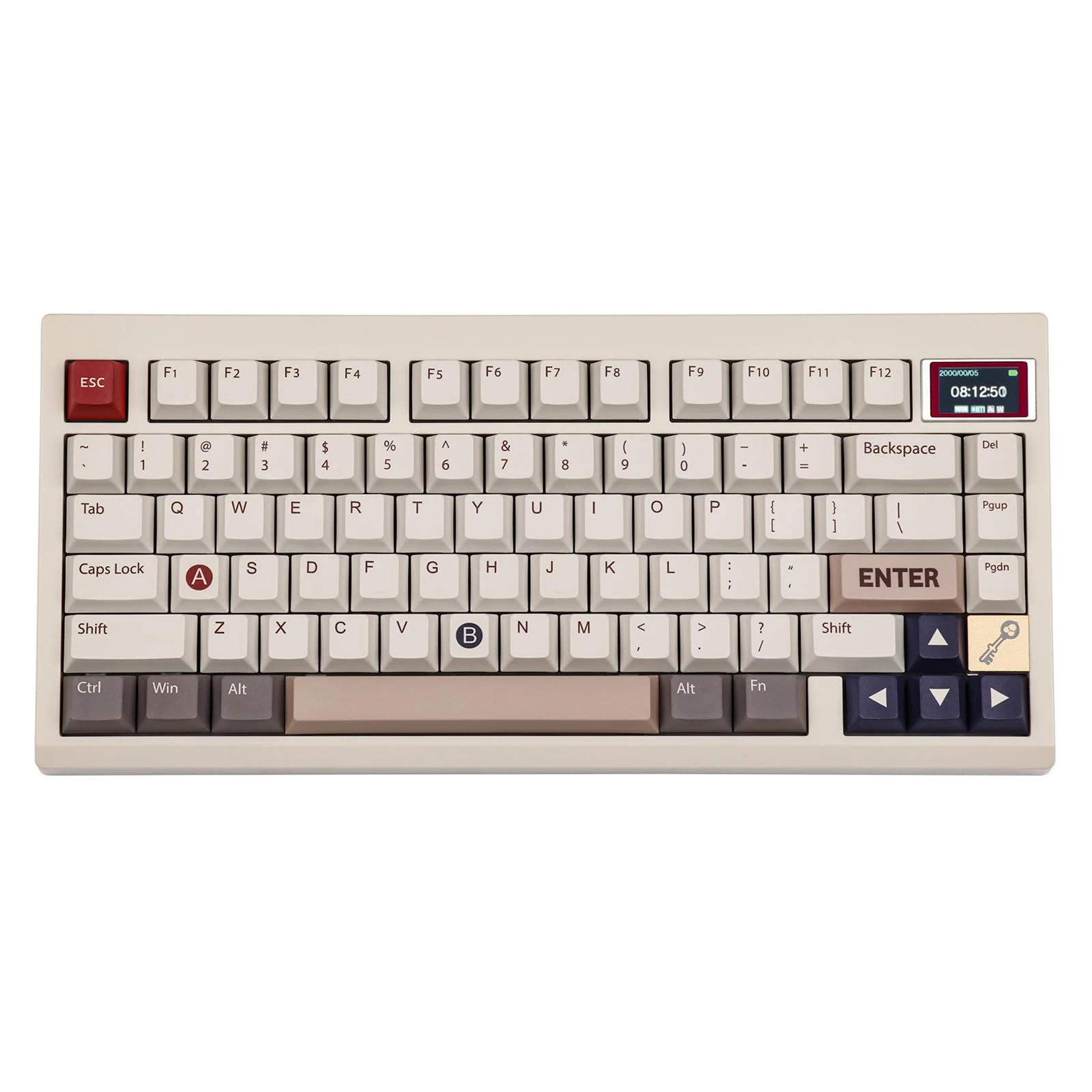 EPOMAKER TH80 PRO V2 Wireless Gaming Keyboard with RGB Screen, VIA Programmable, Creamy Gasket Mechanical Keyboard, 75% Bluetooth/2.4Ghz/USB-C (Retro White, Mulan Switch)