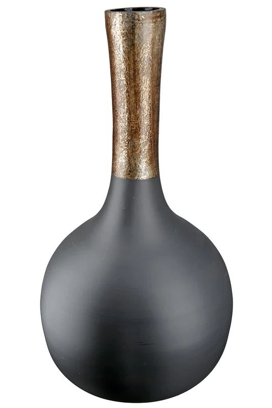 GILDE Large Decorative Vase XL Bottle Vase Made of Glass - Flower Vase Modern Decoration Living Room Table Decoration - Colour: Black Gold - Height 45 cm