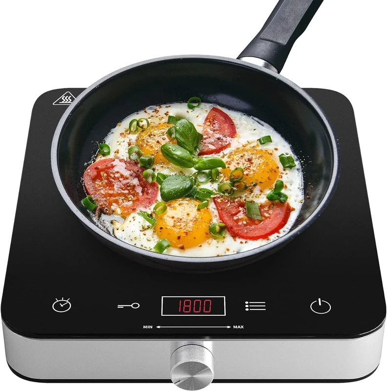 COOKTRON Portable Induction Hob, Dual-Control (Touch & Knob), Induction Cooker with 10-Level Temperature & Power Settings, 4-Hour Timer, Child Safety Lock, 2000W