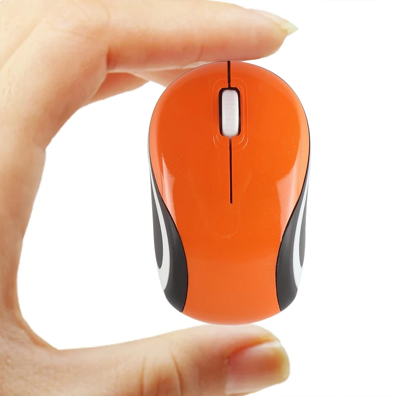 Wireless Mouse Cute Mini Computer Mouse for Laptop-Small Size Pocket Portable Compact Travel USB Optical Mice 3 Buttons 1600 DPI Cordless Mouse for PC Computer Notebook MacBook Kids Girl Gift (Orange)