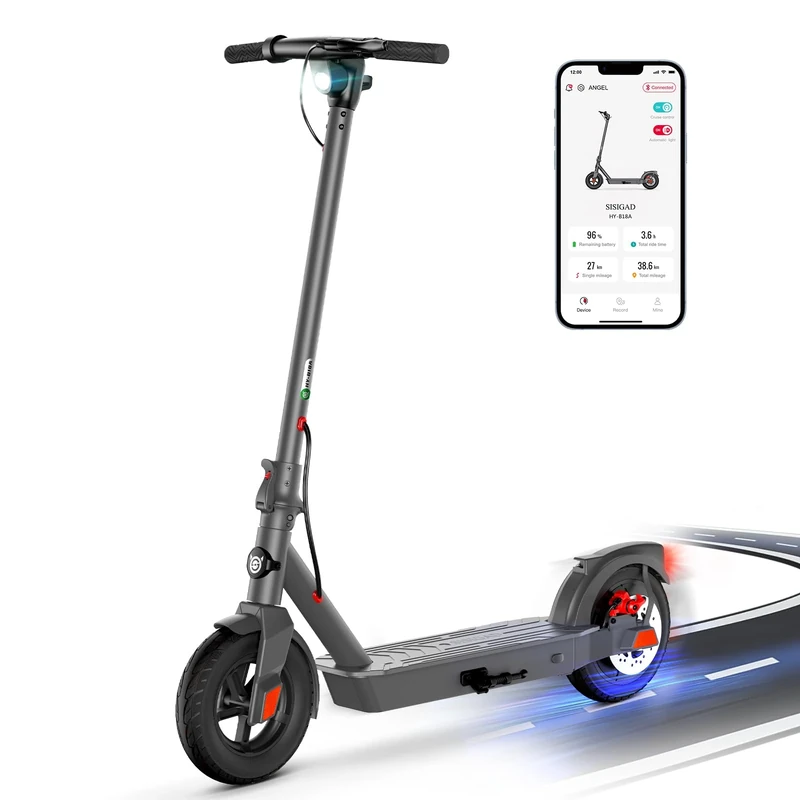 SISIGAD Electric Scooter for Adult,10 inches Tires,42 KM Long Range,500W Peak Motor 3 Speed, Portable and Foldable Scooter Electric with App Control, Smart LCD Display